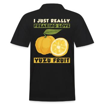 Yuzu Frucht Spruch - Männer Poloshirt - Schwarz - Hinten - Kai (181cm)