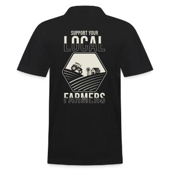 Unterstützen Sie Ihre Lokalen Landwirte - Männer Poloshirt - Schwarz - Hinten - Kai (181cm)