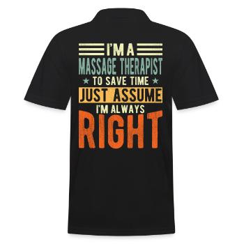 Masseur - Männer Poloshirt - Schwarz - Hinten - Kai (181cm)