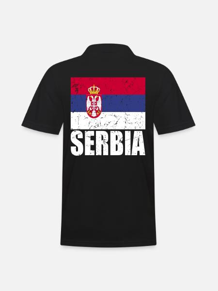 Serbia Flag - Men's Polo Shirt - black