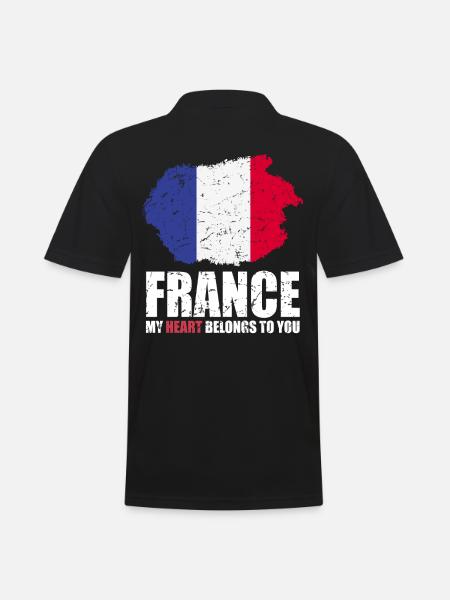 Français drapeau - Polo Homme - noir