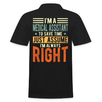 Medizinischer Assistent - Männer Poloshirt - Schwarz - Hinten - Kai (181cm)