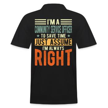 Community Service Officer - Männer Poloshirt - Schwarz - Hinten - Kai (181cm)