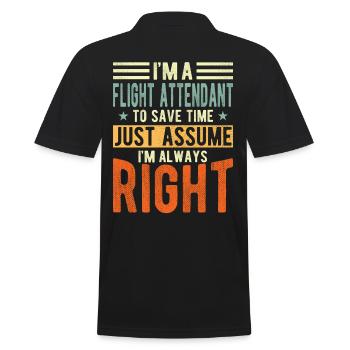 Flugbegleiter - Männer Poloshirt - Schwarz - Hinten - Kai (181cm)