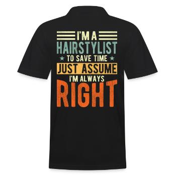 Friseur - Männer Poloshirt - Schwarz - Hinten - Kai (181cm)