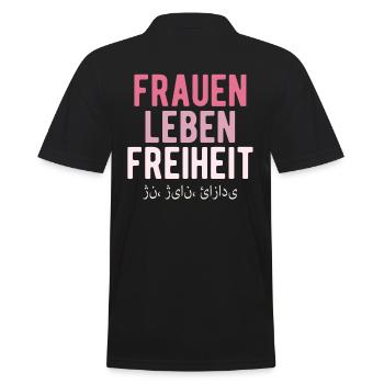 Frauen Leben Freiheit - Männer Poloshirt - Schwarz - Hinten - Kai (181cm)