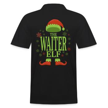 Kellner Weihnachtself - Männer Poloshirt - Schwarz - Hinten - Kai (181cm)