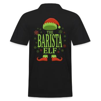 Barista Weihnachtself - Männer Poloshirt - Schwarz - Hinten - Kai (181cm)