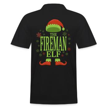 Feuerwehrmann Weihnachtself - Männer Poloshirt - Schwarz - Hinten - Kai (181cm)