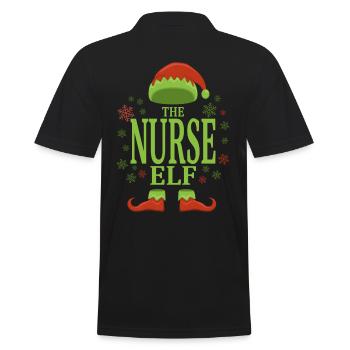 Krankenschwester Weihnachtself - Männer Poloshirt - Schwarz - Hinten - Kai (181cm)