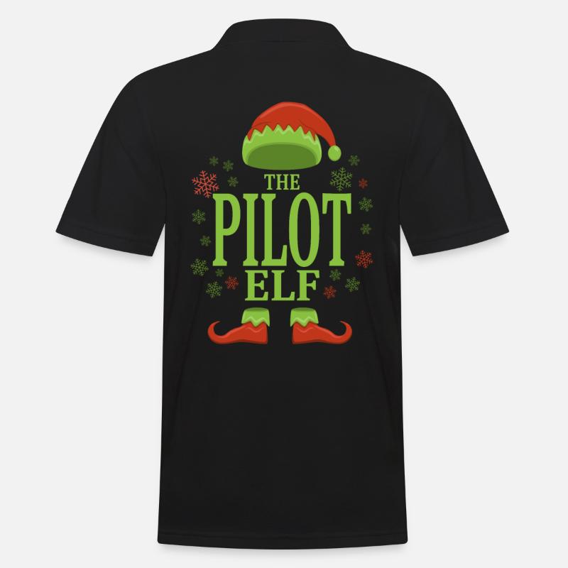 Pilot Weihnachtself - Männer Poloshirt - Schwarz