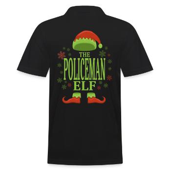 Polizist Weihnachtself - Männer Poloshirt - Schwarz - Hinten - Kai (181cm)