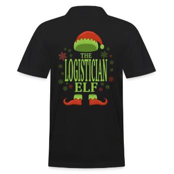 Logistiker Weihnachtself - Männer Poloshirt - Schwarz - Hinten - Kai (181cm)