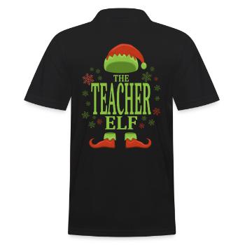 Lehrer Weihnachtself - Männer Poloshirt - Schwarz - Hinten - Kai (181cm)