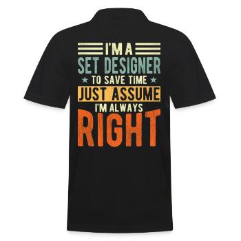 Set designer - Men's Polo Shirt - black - Back - Kai (181cm)
