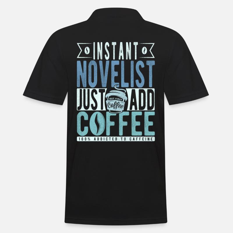 Romancier Kaffee Spruch - Polo Homme - noir