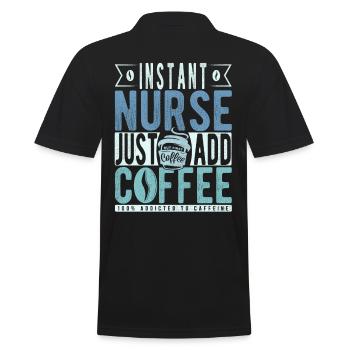 Krankenschwester Kaffee Spruch - Männer Poloshirt - Schwarz - Hinten - Kai (181cm)