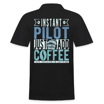 Pilot Kaffee Spruch - Männer Poloshirt - Schwarz - Hinten - Kai (181cm)