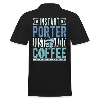 Porter Coffee Quote - Men's Polo Shirt - black - Back - Kai (181cm)