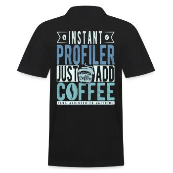 Profiler Kaffee Spruch - Männer Poloshirt - Schwarz - Hinten - Kai (181cm)