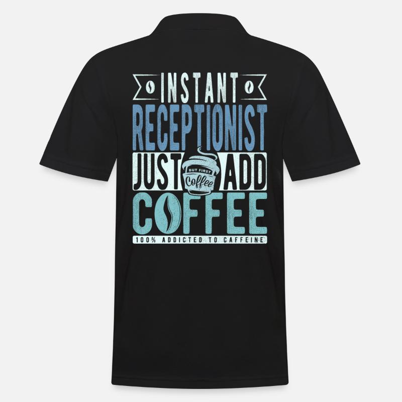Rezeptionist Kaffee Spruch - Männer Poloshirt - Schwarz