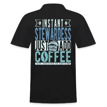 Stewardess Kaffee Spruch - Männer Poloshirt - Schwarz - Hinten - Kai (181cm)