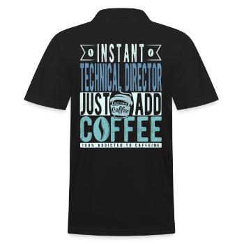 Technischer Direktor Kaffee Spruch - Männer Poloshirt - Schwarz - Hinten - Kai (181cm)