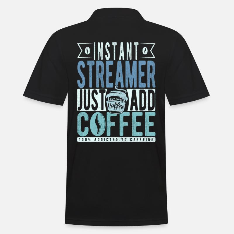 Streamer Kaffee Spruch - Männer Poloshirt - Schwarz