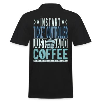 Ticket Controller Coffee Saying - Men's Polo Shirt - black - Back - Kai (181cm)