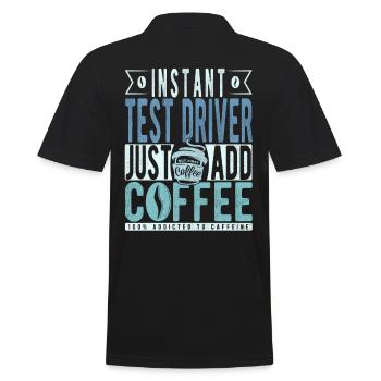 Test driver coffee saying - Men's Polo Shirt - black - Back - Kai (181cm)