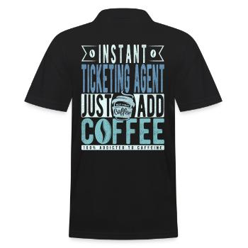 Ticketvertreter Kaffee Spruch - Männer Poloshirt - Schwarz - Hinten - Kai (181cm)
