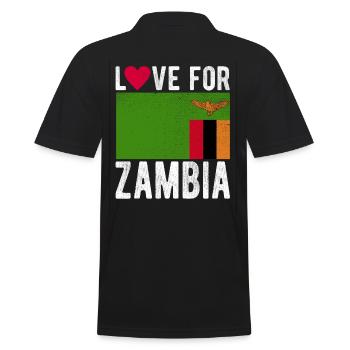 Sambia Souvenir - Männer Poloshirt - Schwarz - Hinten - Kai (181cm)