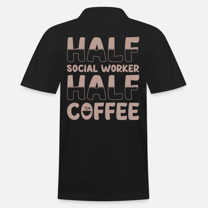 Halb Sozialarbeiter Halb Kaffee - Männer Poloshirt - Schwarz