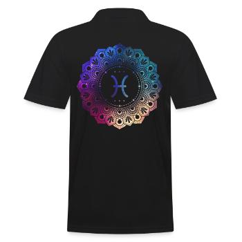 Fische Sternzeichen Symbol Mandala - Männer Poloshirt - Schwarz - Hinten - Kai (181cm)