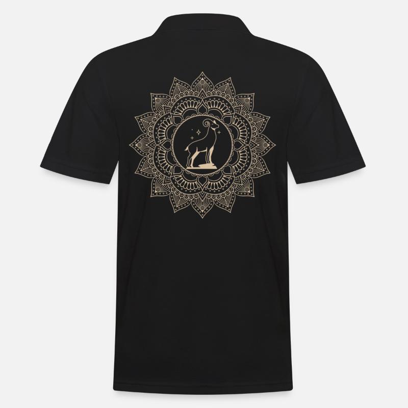 Widder Tierkreiszeichen Mandala - Männer Poloshirt - Schwarz