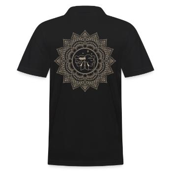 Zwillinge Tierkreiszeichen Mandala - Männer Poloshirt - Schwarz - Hinten - Kai (181cm)
