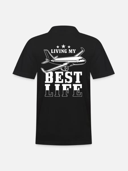 Pilot Airplane Inspirational Quote - Men's Polo Shirt - black
