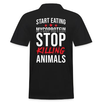 Mykoprotein Spruch - Männer Poloshirt - Schwarz - Hinten - Kai (181cm)
