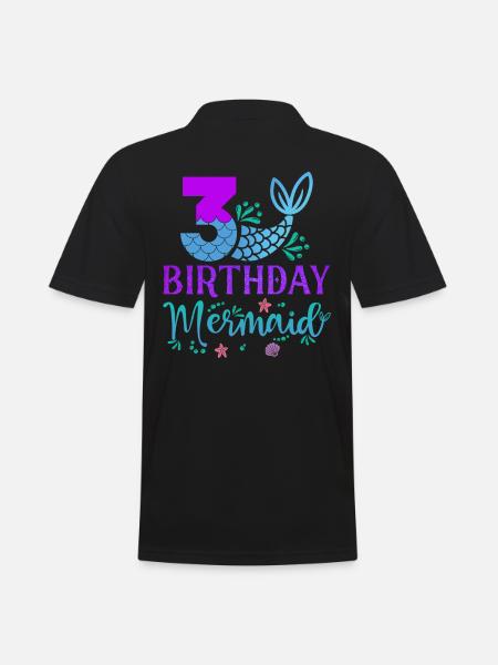 3rd Birthday Mermaid - Men's Polo Shirt - black