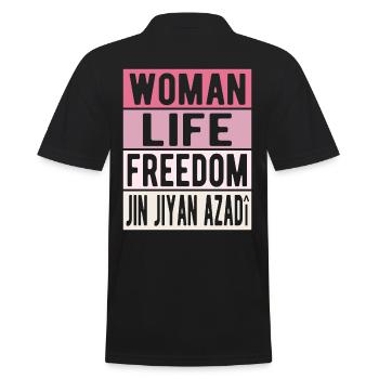 Femme Vie Liberté Jin Jiyan Azadî - Polo Homme - noir - Dos - Kai (181cm)