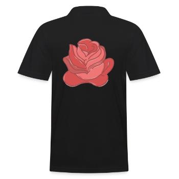 Rose Rote Rose Handgezeichnet - Männer Poloshirt - Schwarz - Hinten - Kai (181cm)
