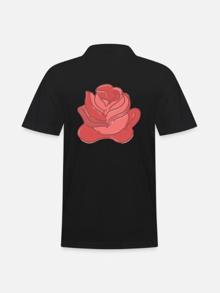 Rose Red Rose Hand-drawn - Men's Polo Shirt - black