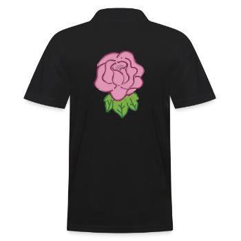 Rose Rote Rose Handgezeichnet - Männer Poloshirt - Schwarz - Hinten - Kai (181cm)