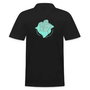 Rose Rote Rose Handgezeichnet - Männer Poloshirt - Schwarz - Hinten - Kai (181cm)