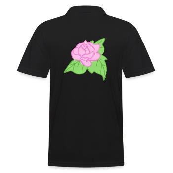 Rose Rote Rose Handgezeichnet - Männer Poloshirt - Schwarz - Hinten - Kai (181cm)