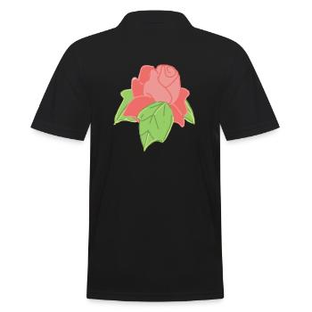 Rose Rote Rose Handgezeichnet - Männer Poloshirt - Schwarz - Hinten - Kai (181cm)
