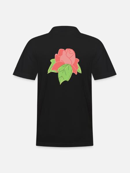 Rose Red Rose Hand-drawn - Men's Polo Shirt - black