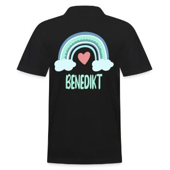 Benedikt Name Regenbogen Baby - Männer Poloshirt - Schwarz - Hinten - Kai (181cm)
