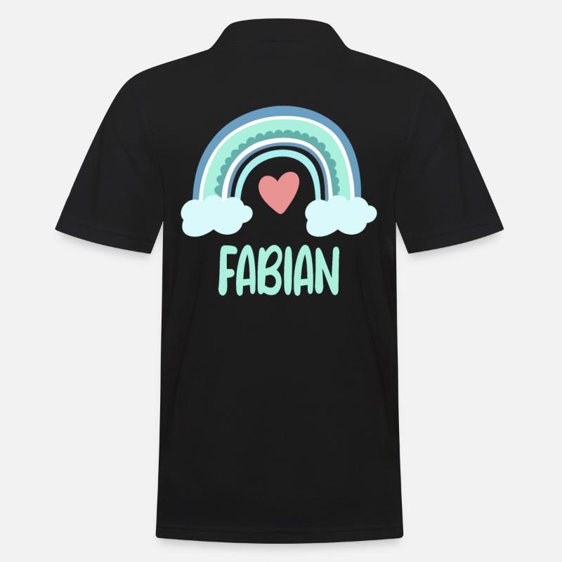 Fabian Name Regenbogen Baby - Männer Poloshirt - Schwarz