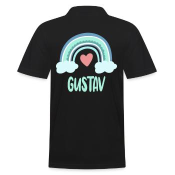 Gustav Name Regenbogen Baby - Männer Poloshirt - Schwarz - Hinten - Kai (181cm)